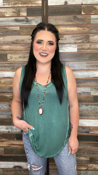The Perfect Summer Dark Green Tank Top