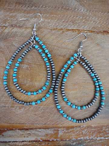 The Double Trouble Turquoise Earrings