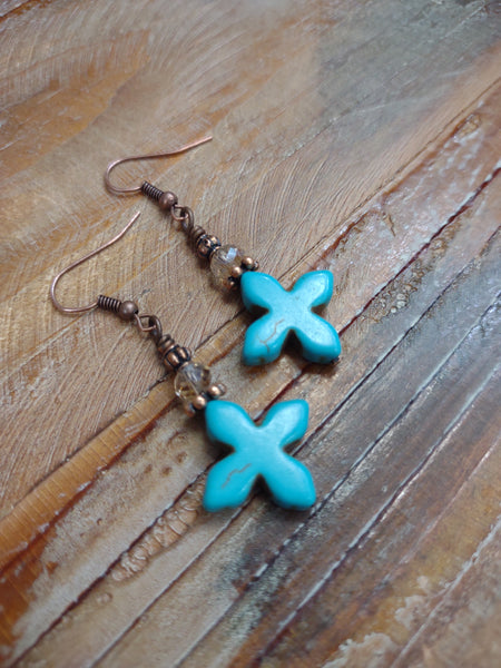 The Dangle Turquoise Cross Earrings