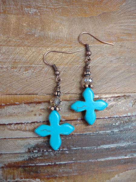 The Dangle Turquoise Cross Earrings