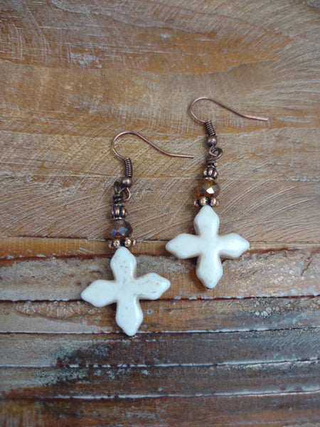 The Dangle Bone Cross Earrings