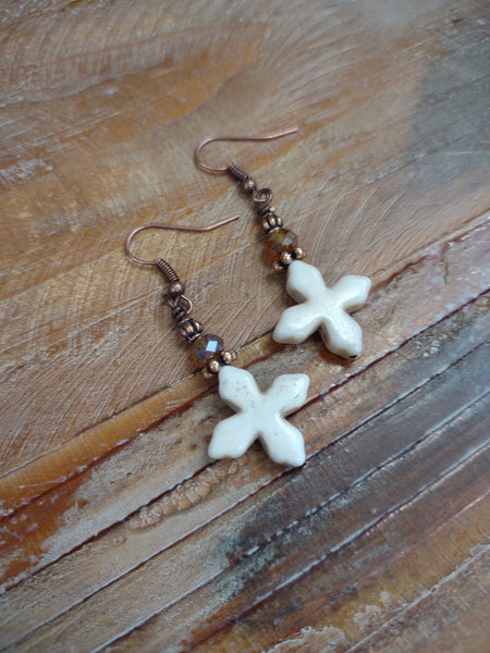 The Dangle Bone Cross Earrings