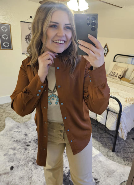 The Button Down Rust Top Cardigan