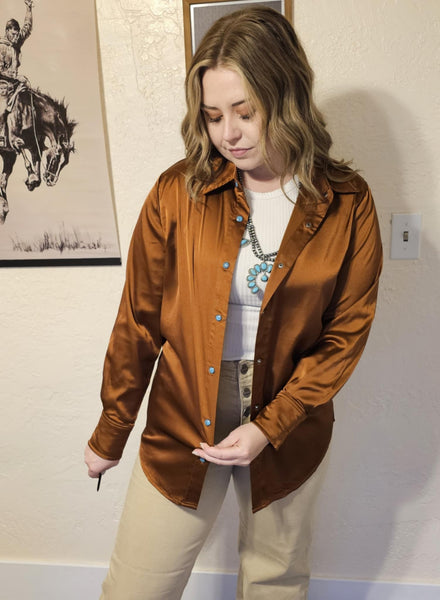 The Button Down Rust Top Cardigan