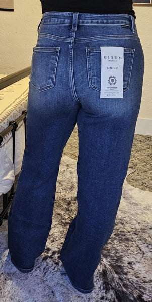 The Georgia High Rise Wide Leg Dark Jeans