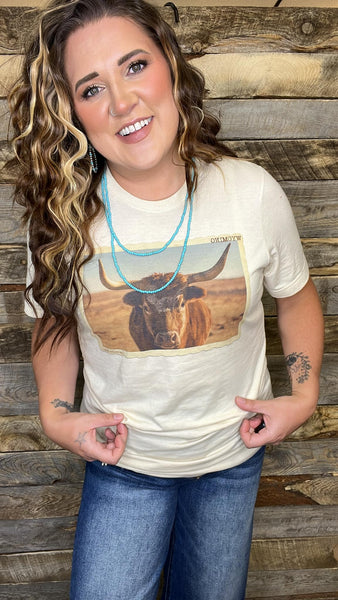 The Wyoming Longhorn Cream Tee