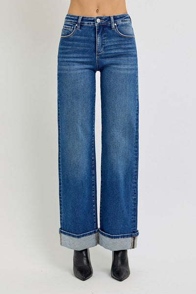 The Lisa Tummy Control High Rise Cuffed Wide Jeans