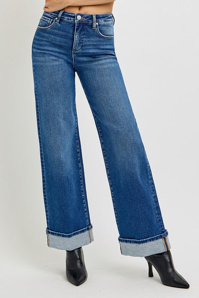 The Lisa Tummy Control High Rise Cuffed Wide Jeans