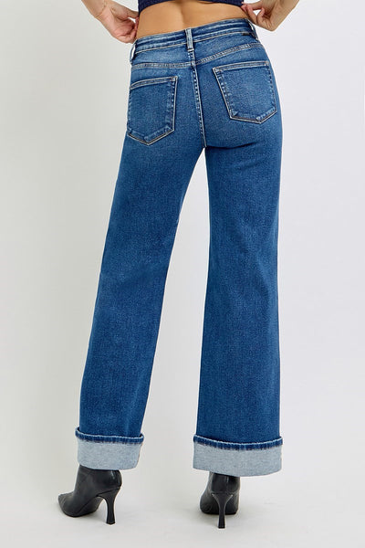 The Lisa Tummy Control High Rise Cuffed Wide Jeans
