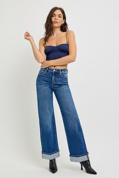 The Lisa Tummy Control High Rise Cuffed Wide Jeans