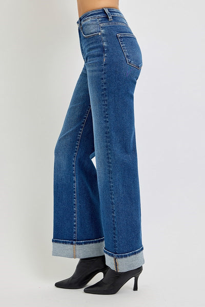 The Lisa Tummy Control High Rise Cuffed Wide Jeans