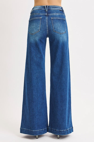 The Sherry Mid Rise Wide Dark Leg Jeans