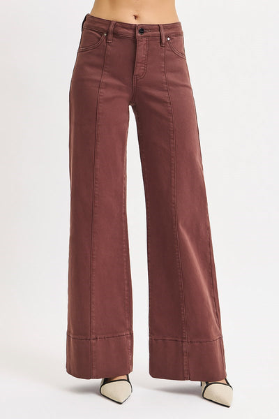 The Whitley Choco Brown Mid Rise Wide Leg