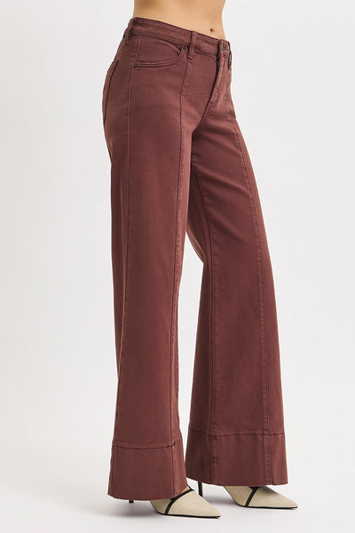 The Whitley Choco Brown Mid Rise Wide Leg