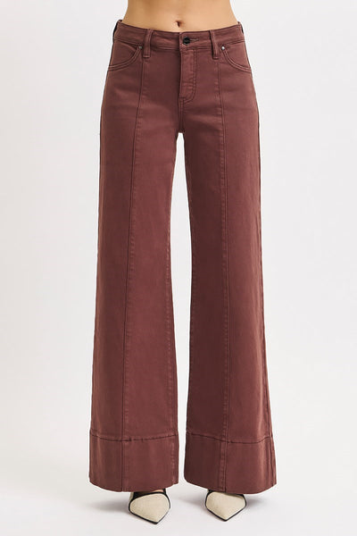 The Whitley Choco Brown Mid Rise Wide Leg