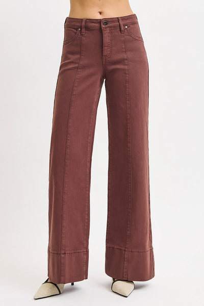 The Whitley Choco Brown Mid Rise Wide Leg
