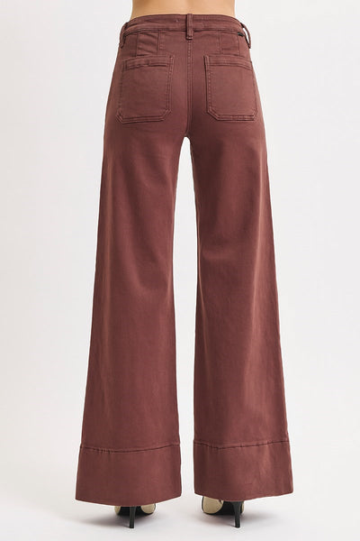 The Whitley Choco Brown Mid Rise Wide Leg