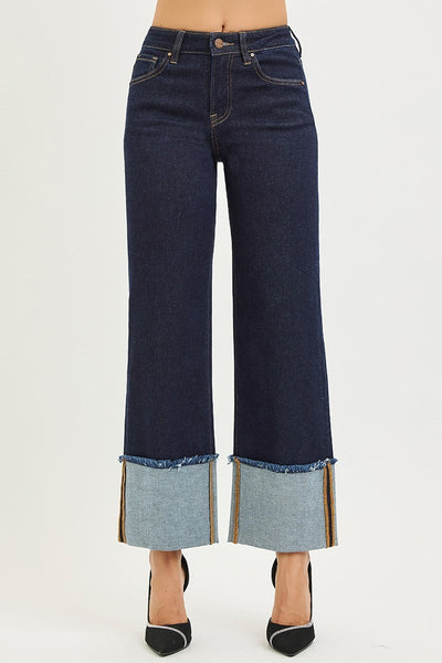 The Waive Mid Rise Crop Wide Cuffed Jeans