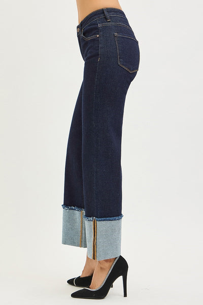The Waive Mid Rise Crop Wide Cuffed Jeans