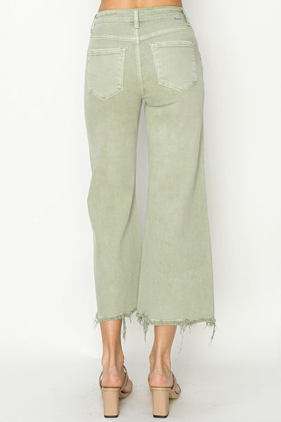 The Josey High Rise Wide Leg Crop Sage Jeans