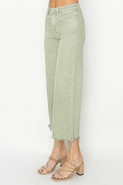 The Josey High Rise Wide Leg Crop Sage Jeans