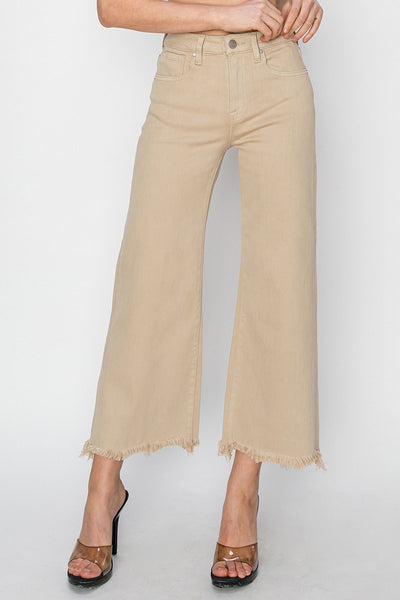 The Josey High Rise Wide Leg Crop Taupe Jean
