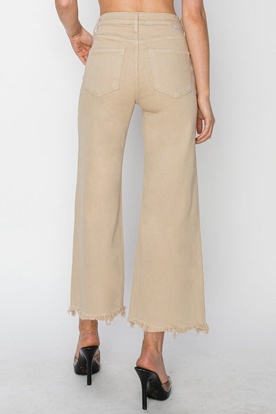 The Josey High Rise Wide Leg Crop Taupe Jean