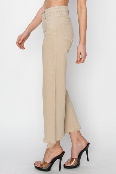 The Josey High Rise Wide Leg Crop Taupe Jean