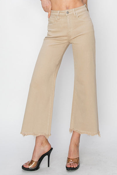The Josey High Rise Wide Leg Crop Taupe Jean