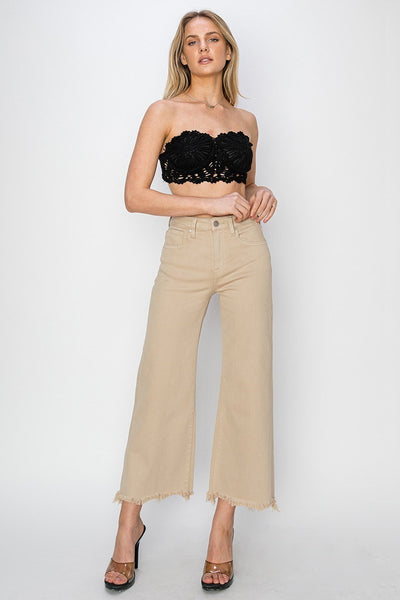 The Josey High Rise Wide Leg Crop Taupe Jean