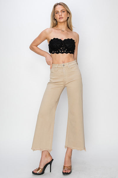 The Josey High Rise Wide Leg Crop Taupe Jean