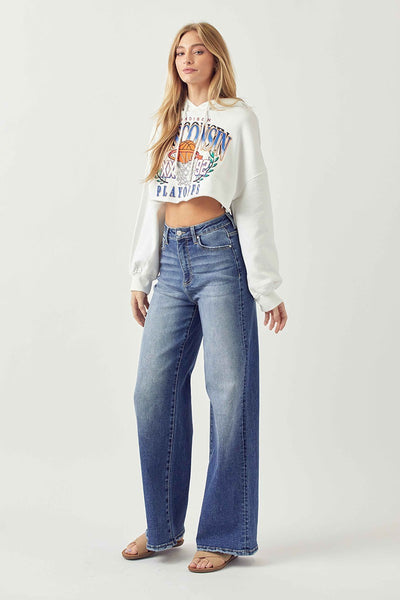 The Marlee High Rise Wide Leg Basic Dark Jeans