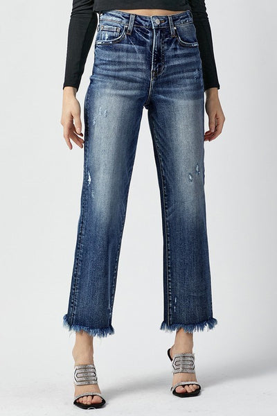 The Quinney High Rise Straight Leg Dark Jeans