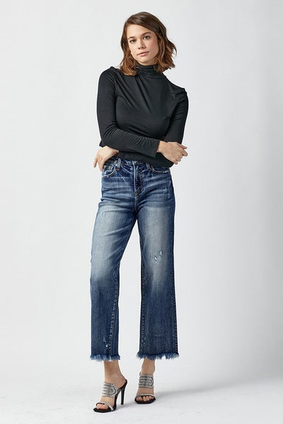 The Quinney High Rise Straight Leg Dark Jeans