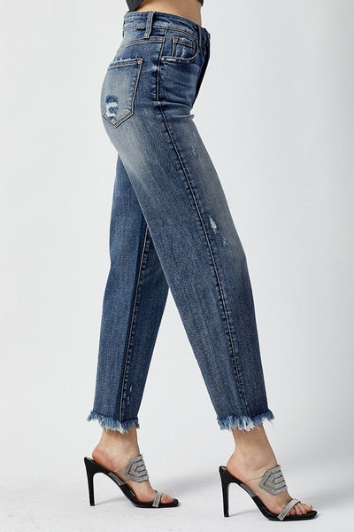 The Quinney High Rise Straight Leg Dark Jeans