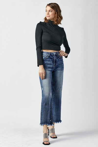 The Quinney High Rise Straight Leg Dark Jeans