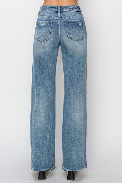 The Kayla High Rise Wide Leg Vintage Wash Jeans