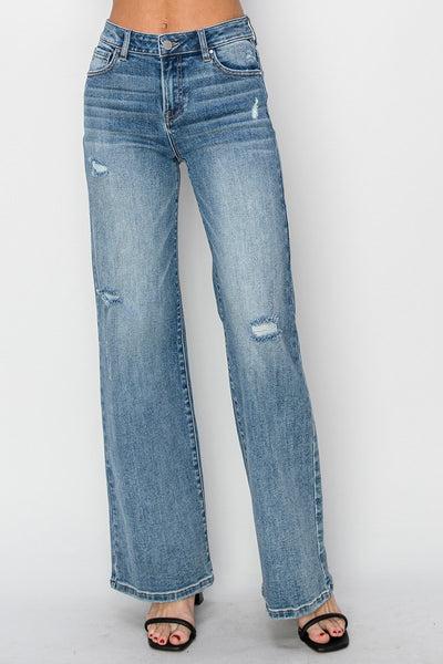 The Kayla High Rise Wide Leg Vintage Wash Jeans