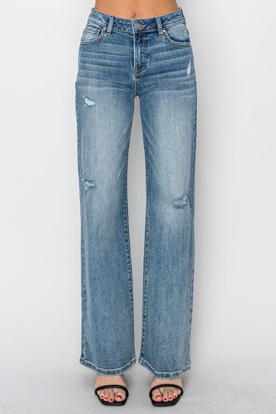 The Kayla High Rise Wide Leg Vintage Wash Jeans