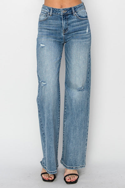 The Kayla High Rise Wide Leg Vintage Wash Jeans