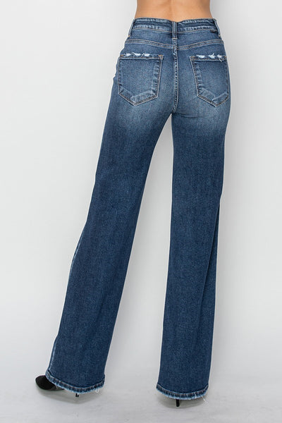 The Debra High Rise Straight Dark Leg Jeans
