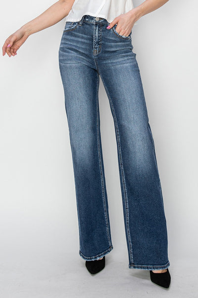 The Debra High Rise Straight Dark Leg Jeans