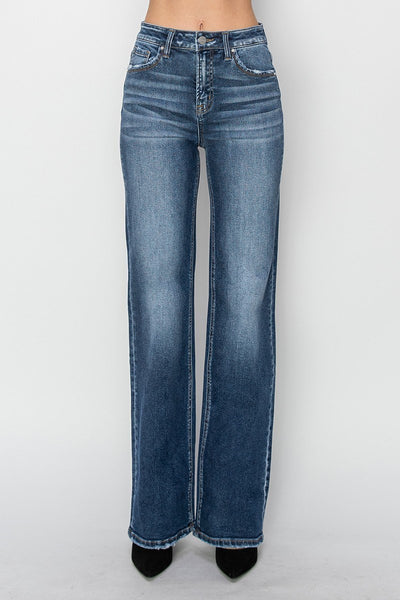 The Debra High Rise Straight Dark Leg Jeans
