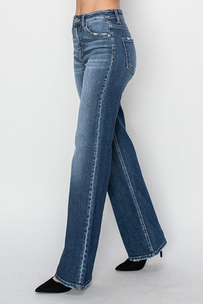 The Debra High Rise Straight Dark Leg Jeans