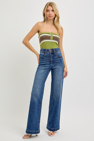The Alesha Tummy Control High Rise Wide Leg Jeans