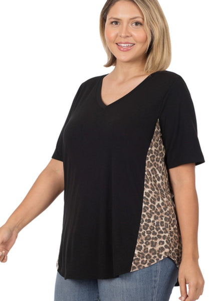 The Strong Start Black Brown V Neck Top