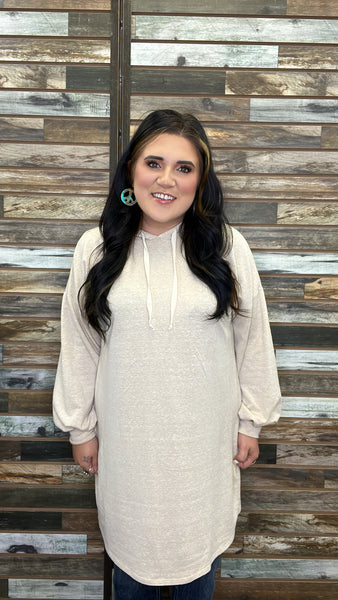 The Long Taupe Sweatshirt Dress