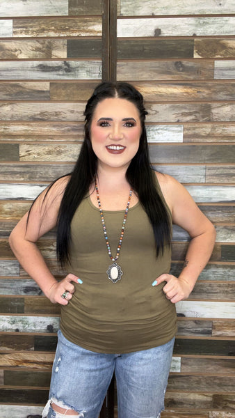 The Basic Olive Racerback Tank Top