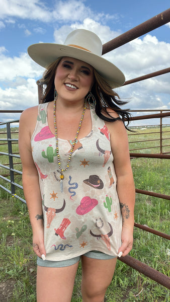 The Boots and Hats Taupe Tank Top