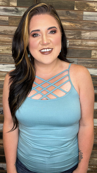 The Strappy Cami Dusty Teal Tank Top